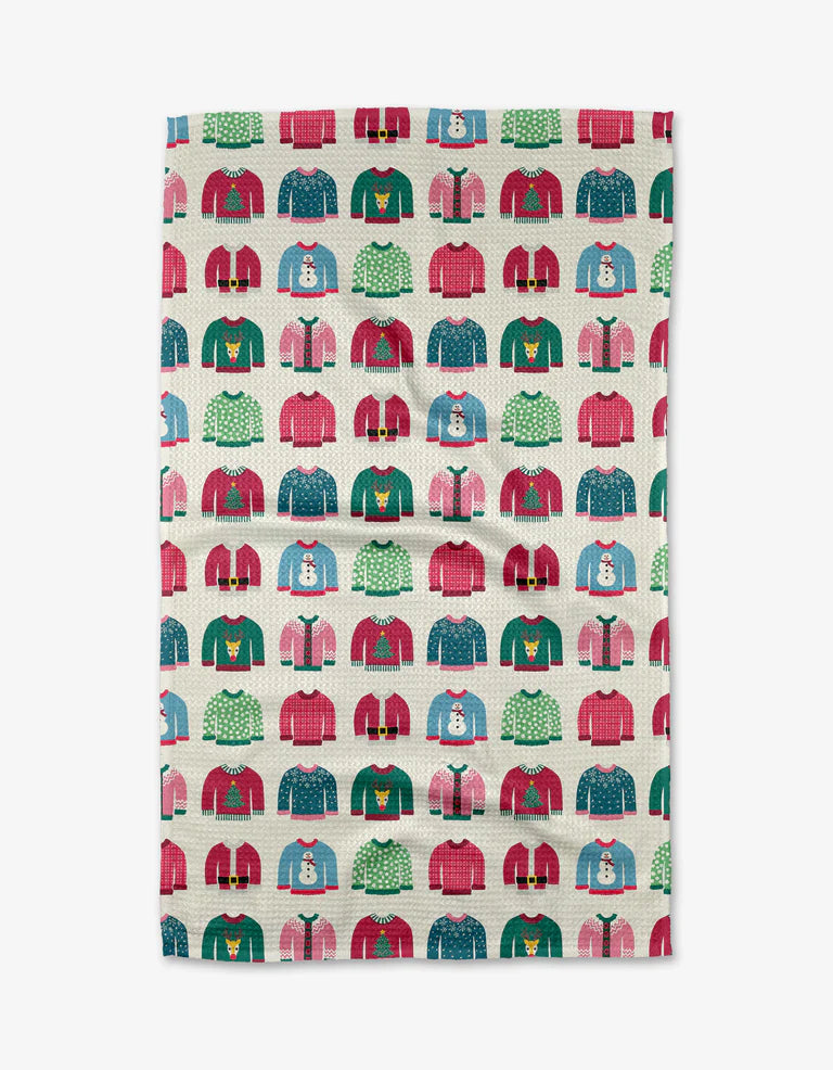 Geometry Christmas Sweaters Tea Towel