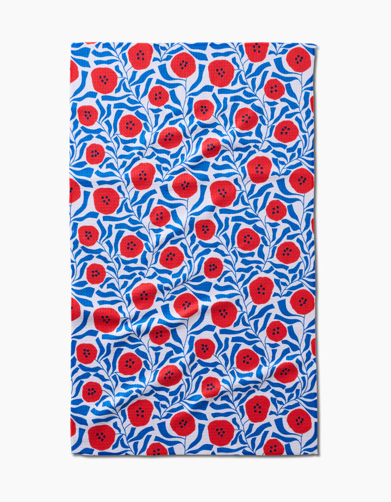 Geometry Dancing Poppies Tea Towel