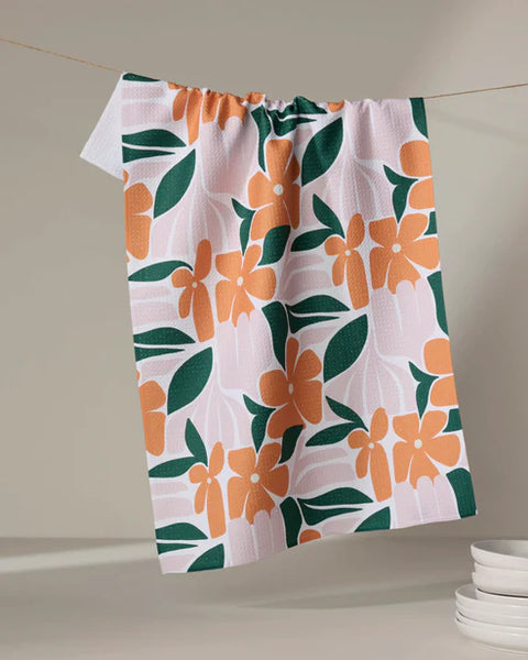 Geometry Modern Floral Tea Towel