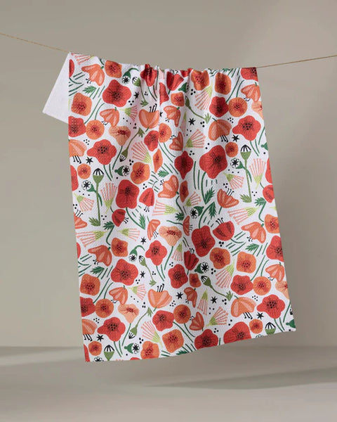 Geometry Poppy Power Tea Towel