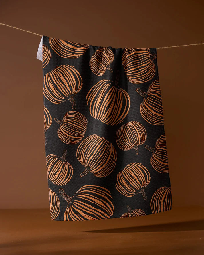 Geometry Pumpkin Noir Tea Towel