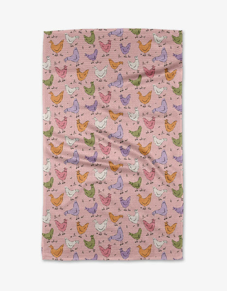 Geometry Spring Chickens Tea Towel