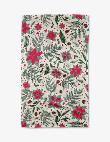 Geometry Woodland Poinsettia Tea Towel