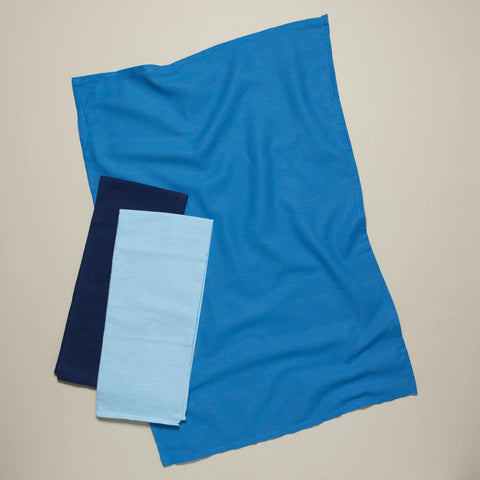 Now Designs Moon Cool Blue Indigo Floursack Dishtowels Set of 3