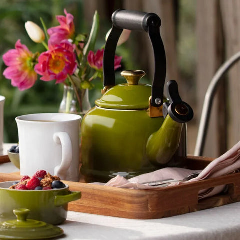 Le Creuset Demi Kettle Olive Signature Gold