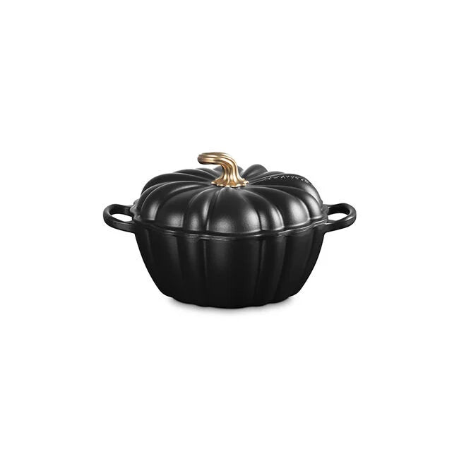 Le Creuset Signature Pumpkin Dutch Oven Licorice Gold Novelty Knob 4Qt