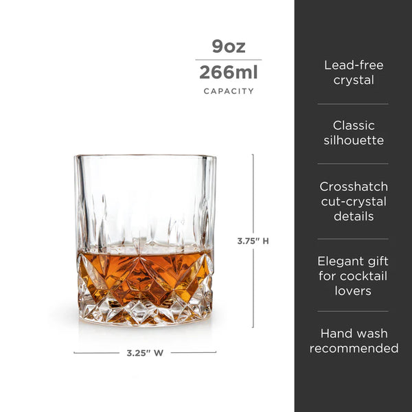 Viski Admiral Stemless Crystal Lowball Tumblers Set of 2