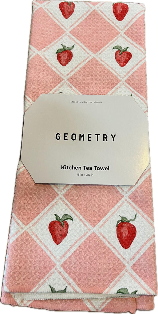 Geometry Vera Strawberry Tea Towel