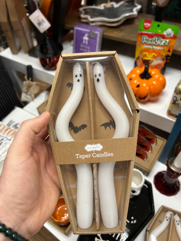 Mudpie Ghost Taper Candles Set of 2
