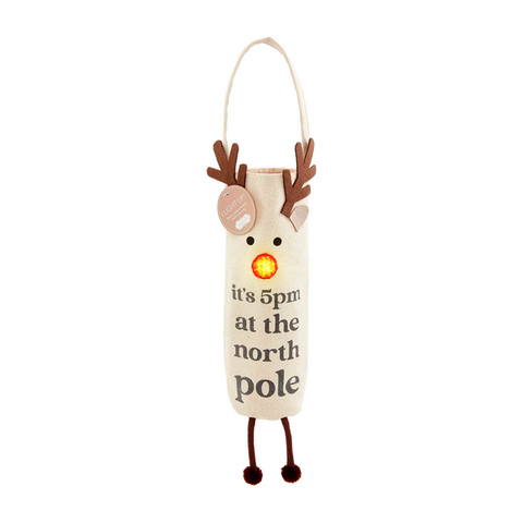 Mudpie Reindeer Light up Christmas Wine Bag