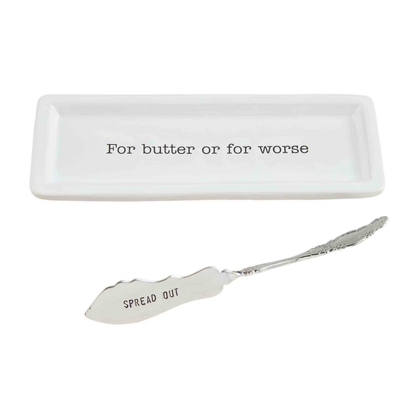 Mudpie Ceramic Butter Dish & Spreader set