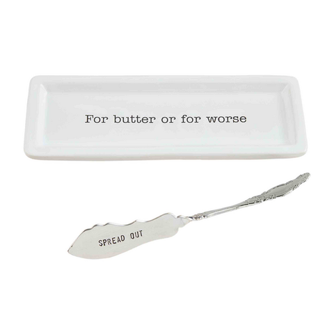 Mudpie Ceramic Butter Dish & Spreader set