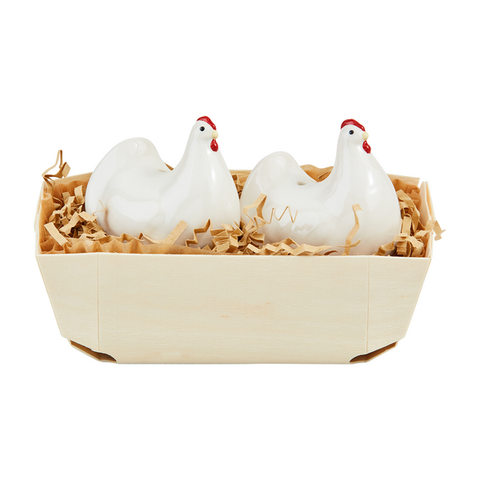 Mudpie Farm Hen Salt & Pepper Basket Set