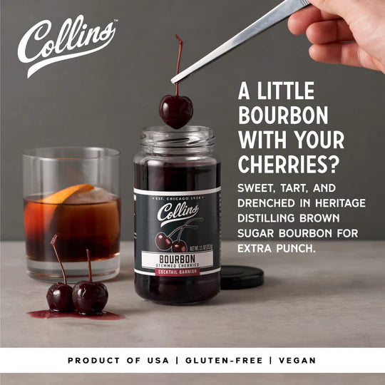 Collins Bourbon Soaked Cocktail Cherries
