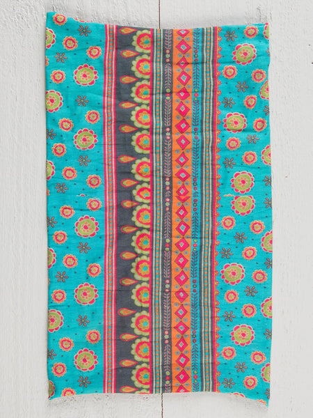Natural Life Turquoise Medallion Border Print Boho Bandeau