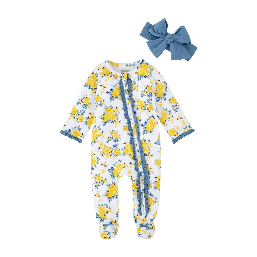 Mudpie Baby Floral Sleeper 3-6M