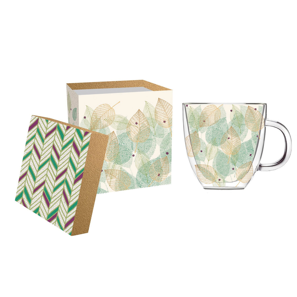 Evergreen Double Wall Glass Cup Leaves of Lain