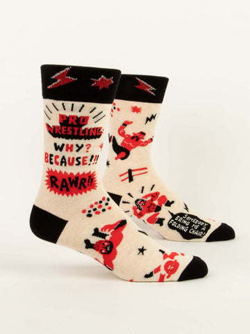 Blue Q Pro Wrestling Mens Crew Socks