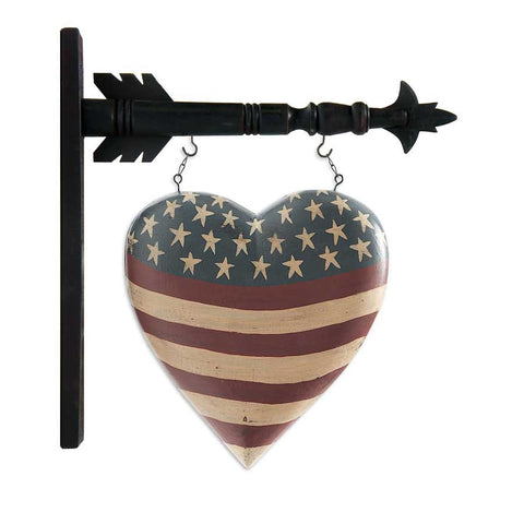 K & K Interiors Americana Heart Hanging Ornaments