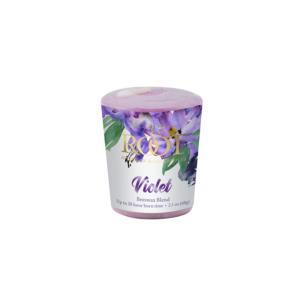 Root Violet La Fleur 20 Hour Votive Beeswax Candle