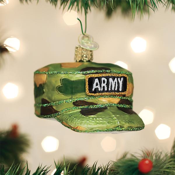 Old World Christmas Ornament Army Cap