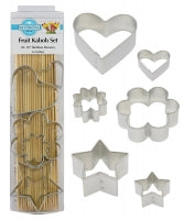 R&M 6 piece Fruit Kabob Cookie Cutter Set with 50 Bamboo Skewers