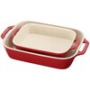 Staub Set of 2 Rectangle Baking Dishes Cherry Red