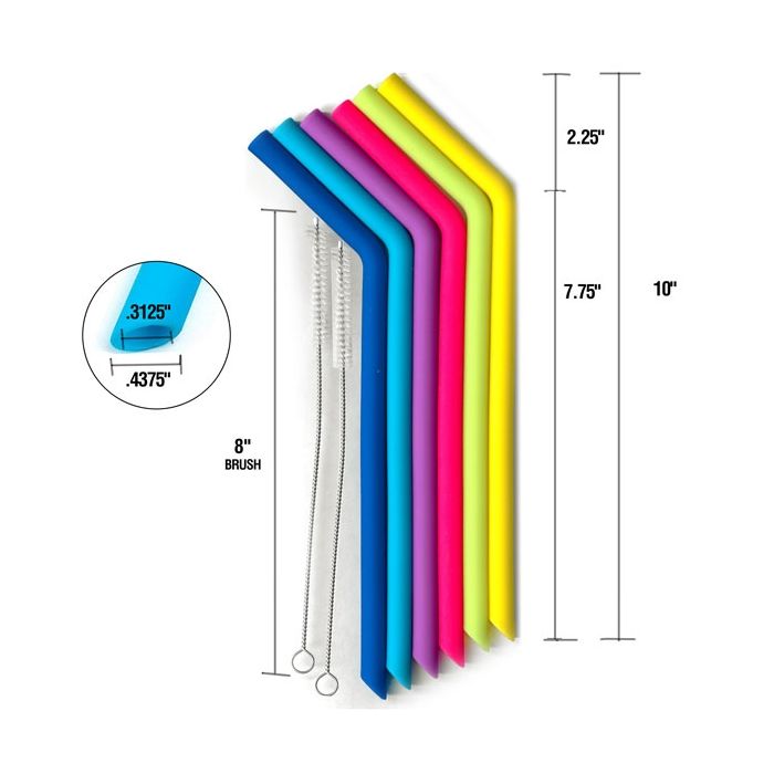 Reusable Silicone Straws (Set of 2)