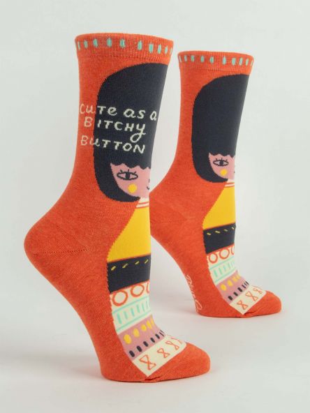 Blue Q Women's Crew Socks Cute As A Bitchy Button