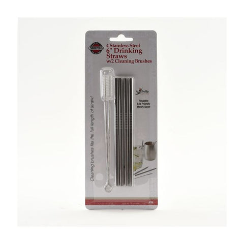 Norpro 6 Inch Stainless Steel Drinking Straws Set of 4