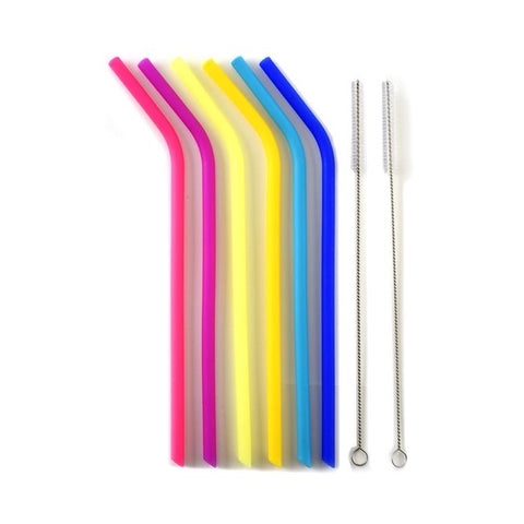 Norpro Silicone Reusable Straws Set of 6 with 2 Cleaning Brushes