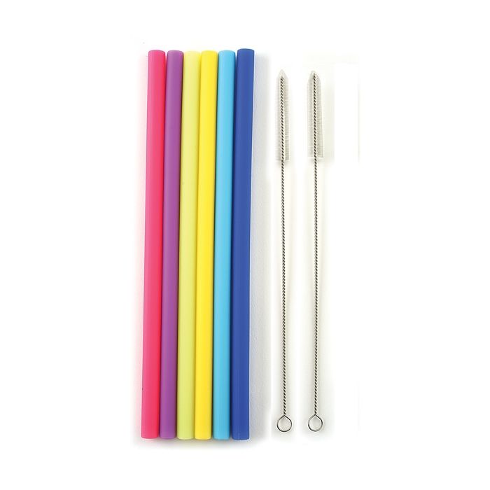 reusable silicone drinking straws - straight and flexible - set of