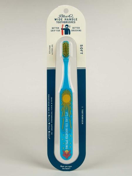 Blue Q Toothbrush Invented Smiling