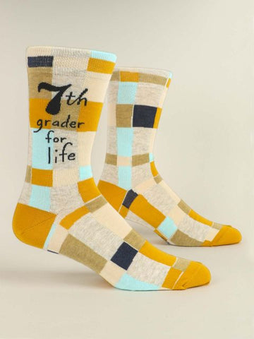 Blue Q Mens Crew Socks 7th Grader For Life