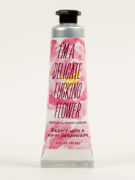 Blue Q I'm a Fucking Flower Hand Cream Peony with a pop of Geranium