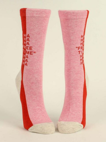 Blue Q Womens Crew Socks Ha Ha Free Time Ha Ha