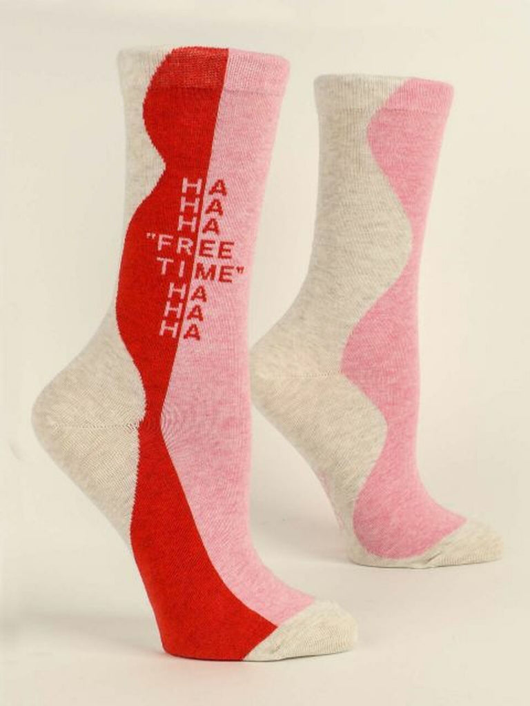 Blue Q Womens Crew Socks Ha Ha Free Time Ha Ha