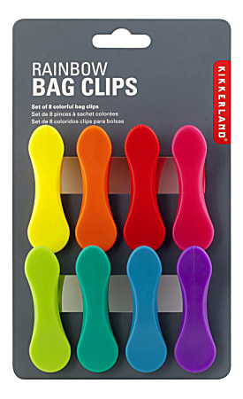 Kikkerland Rainbow Bag Clips Set of 8