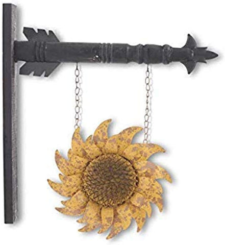 K & K Interiors Distressed Golden Yellow Metal Sunflower Hanging Ornament