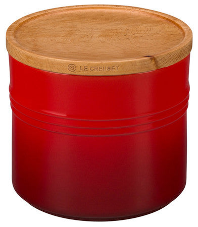 Le Creuset 1.5 Qt Cherry Canister With Wood Lid