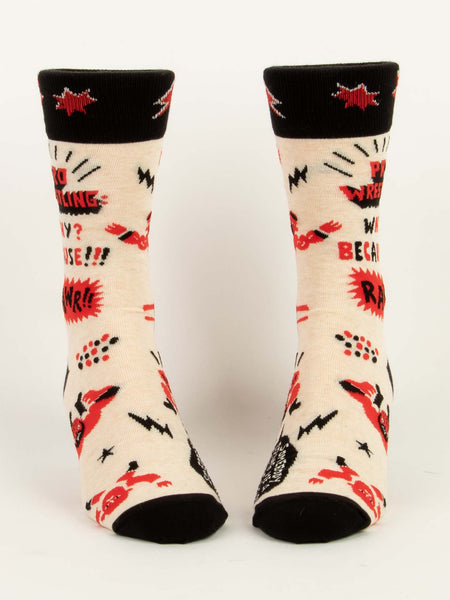 Blue Q Pro Wrestling Mens Crew Socks