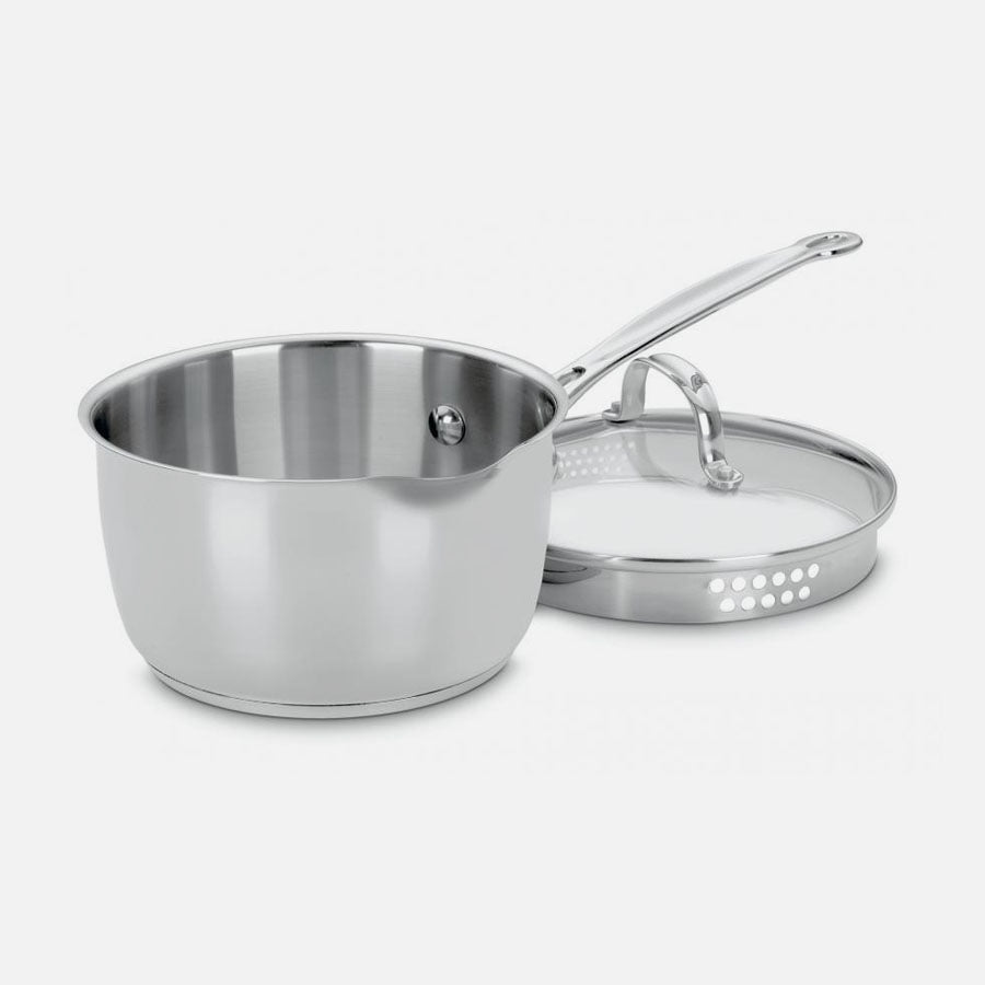 Le Creuset 2 Quart Stainless Steel Saucepan with Lid