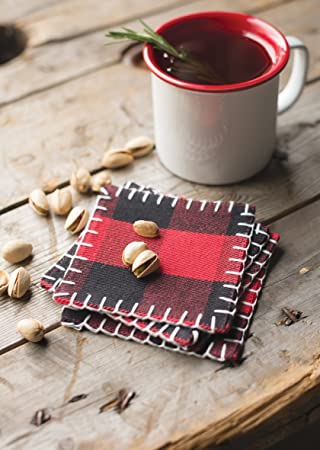 Now Designs Buffalo Check Coaster Set of 4
