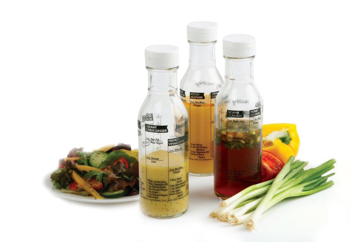 Salad Sauce Vinaigrette Dressing Maker Shaker Mixer Measuring Cup Bottle