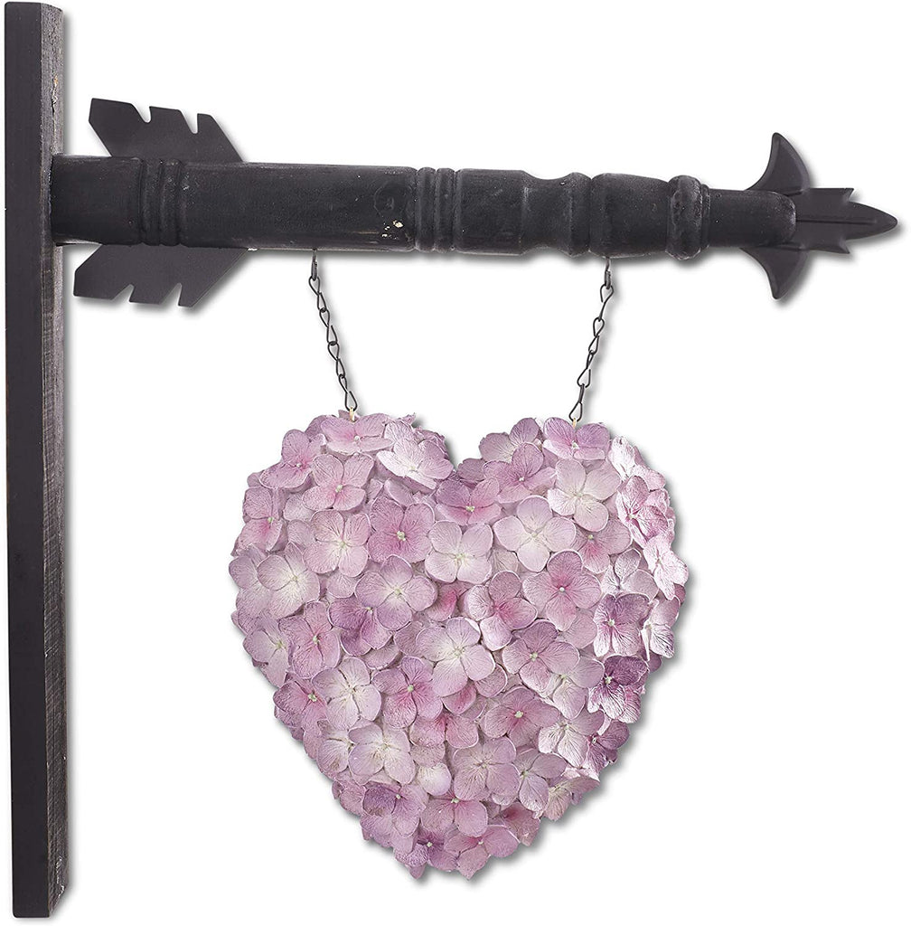 K & K Interiors Resin Purple Hydrangea Heart Hanging Ornament