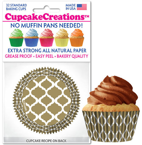 Siege Cupcake Creations Gold Quatrefoil Baking Cups