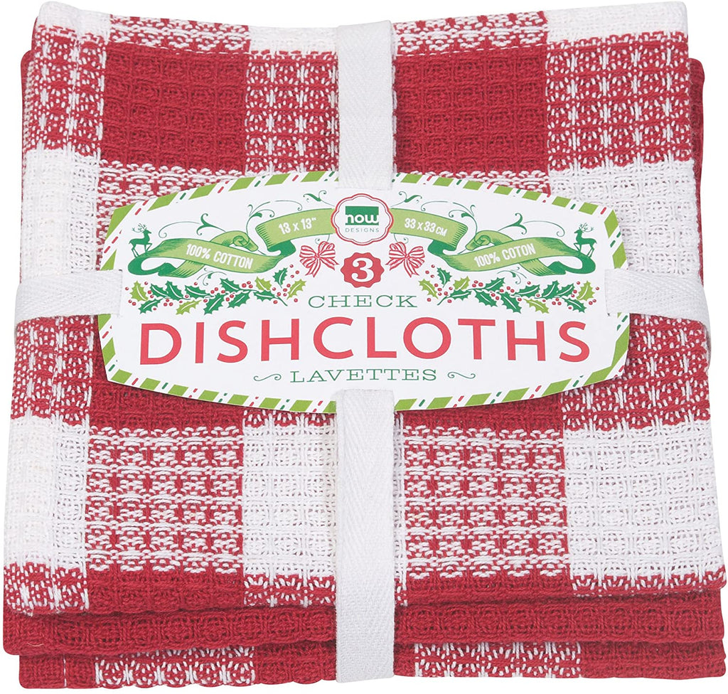 Now Designs Holiday Check Dishcloth Set of 3