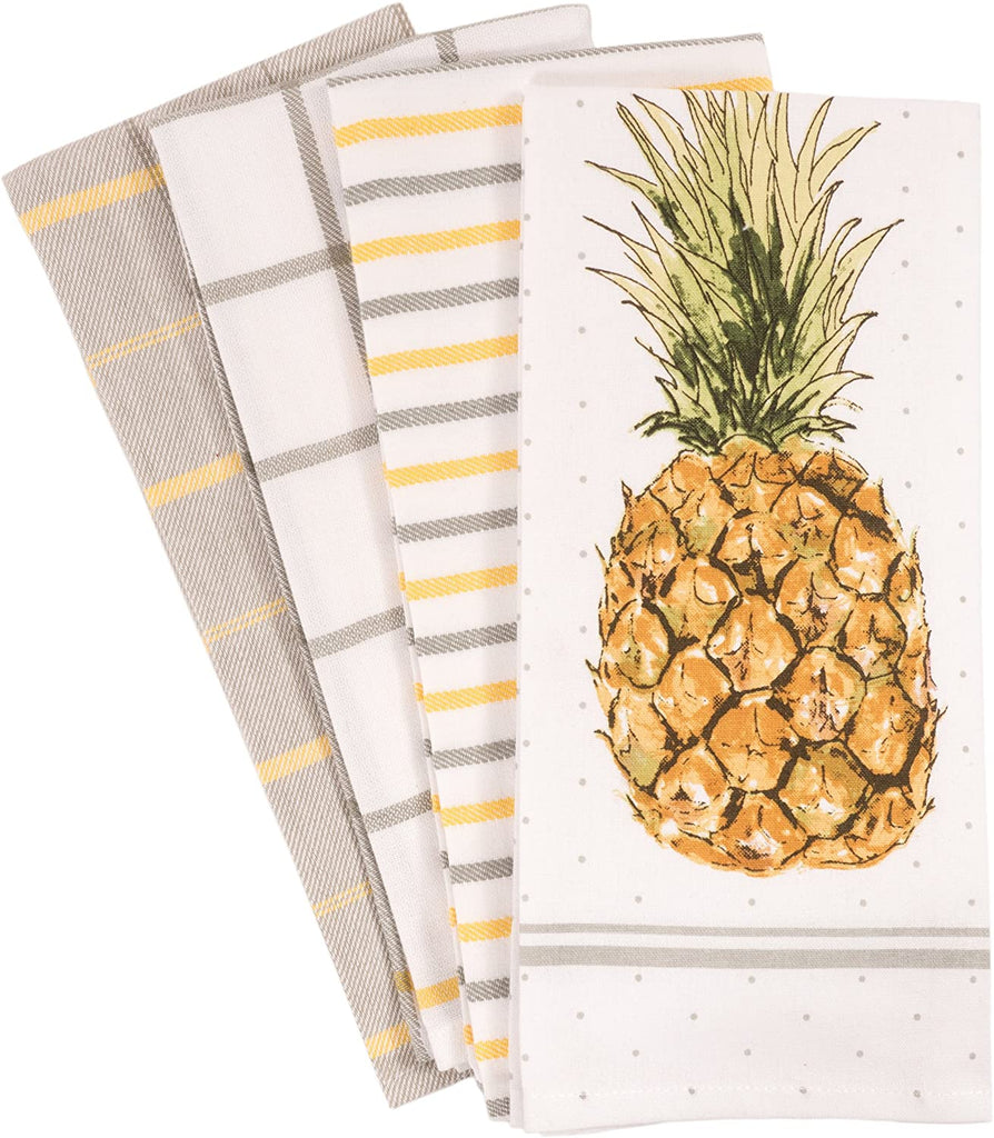 KAF Home Pineapple & Print Towels Set of 4