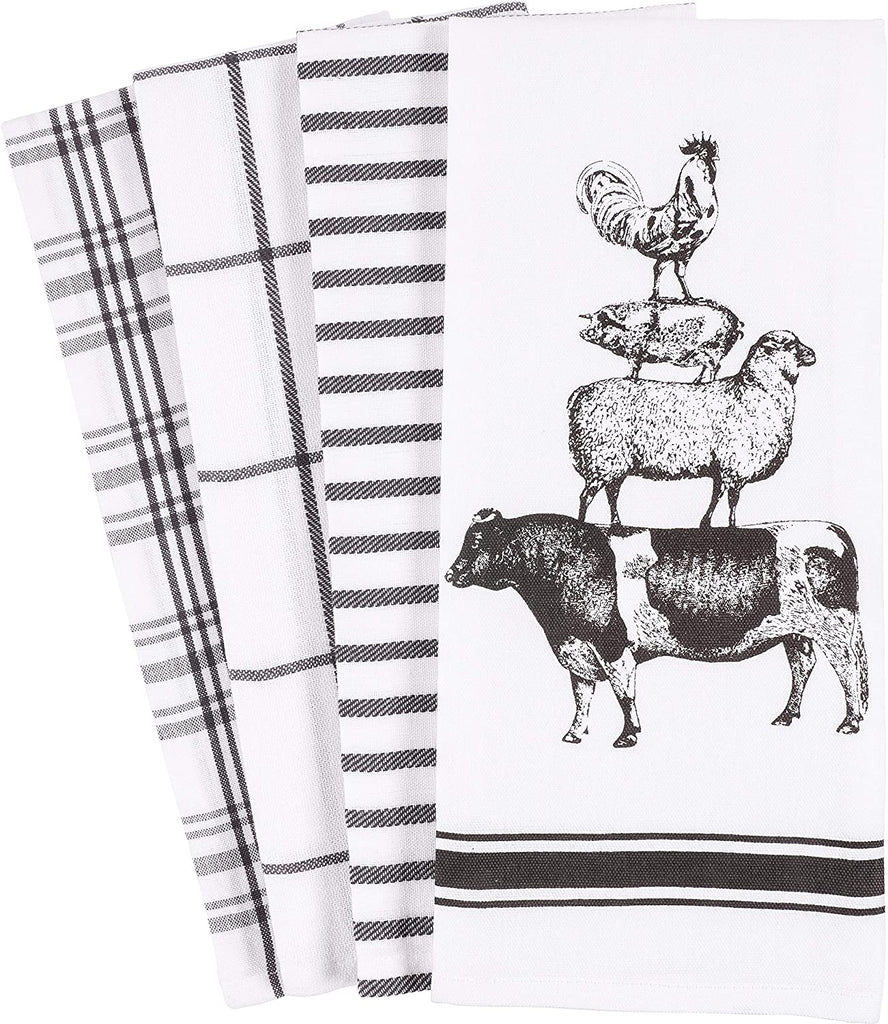 KAF Home Farm Animals Print Towels Set of 4