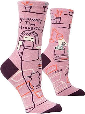 Blue Q Womens Crew Socks Go Away I'm Introverting